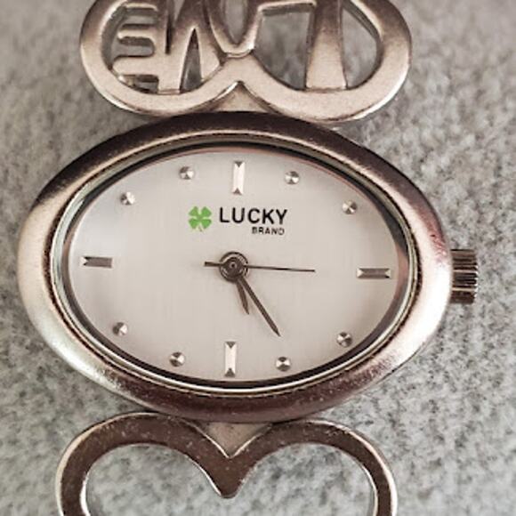 Lucky Brand Women's Watch Brushed Silver‎ Tone Love and Hearts Fresh Battery